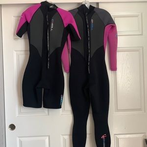 Set of 2 Ladies O’Neill wetsuits. One shorts, one pants